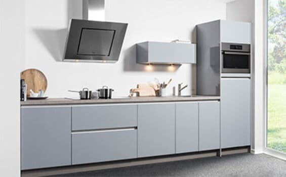 IJsblauwe keuken